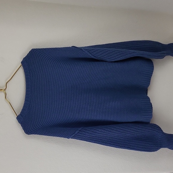 Free People Dream Blue Cable Knit Sweater Size Small - Picture 6 of 7